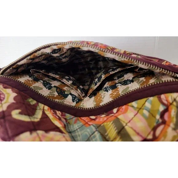 Vera Bradley Quilted Boho Crossbody Bag Green Pink Paisley Adjustable Strap - Picture 7 of 11